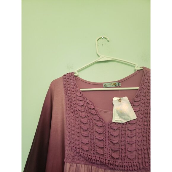 Unity World Wear Womens M Blouse Pink Purple Ombre Amaranth Lace Girlcore NWT - Picture 4 of 5